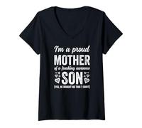 Femme Im A Proud Mother Of An Awesome Son Funny Yes He Bought This T-Shirt avec Col en V