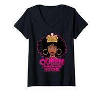 Femme I'm a Queen I compétiete with no One Black Melanin Queen Sista T-Shirt avec Col en V
