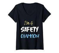 Femme I'm a Safety Champion - Slogan de sécurité T-Shirt avec Col en V