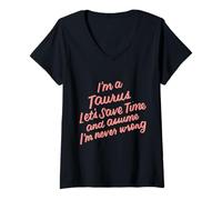 Femme I'm a Taurus Zodiac Birthday Graphic Novelty Sarcastique Funny T-Shirt avec Col en V