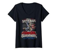 Femme Im A Veteran and A Cancer Survivor Dont Underestimate Me T-Shirt avec Col en V