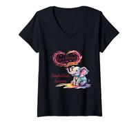 Femme I'm a Warrior Amyloidosis Awareness Ruban éléphant T-Shirt avec Col en V