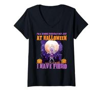 Femme I'm A Zombie Everyday Not Just Halloween I Have Fibromyalgie T-Shirt avec Col en V