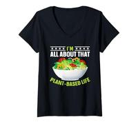 Femme I'm All About That Plant Based Life T-Shirt avec Col en V