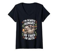Femme I'm Always Hungry Or Tired Or Both Blagues épuisées - T-Shirt avec Col en V