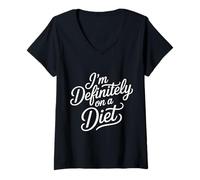 Femme I'm Definitely on A Diet Food Denial Jokes - T-Shirt avec Col en V