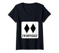 Femme I'm Difficult Two Black Diamonds Blague Ski Snowboard Ski T-Shirt avec Col en V