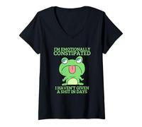 Femme I'm Emotional Constipated Sarcastic Grumpy Frog T-Shirt avec Col en V