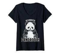 Femme I'm Feeling Pandastic Cute Panda Bear Zoologie T-Shirt avec Col en V