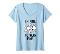Femme I'm Fine Totally Fine Poupée vaudou Mignonne Kawaii Halloween T-Shirt avec Col en V