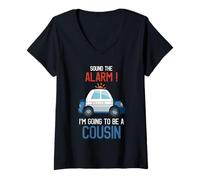 Femme « I'm Going To Be A Cousin Police Car Baby Reveal Party » T-Shirt avec Col en V