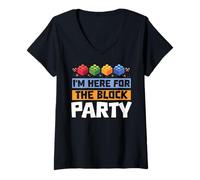 Femme I'm Here for The Block Bloc de Construction de Briques de Noël T-Shirt avec Col en V