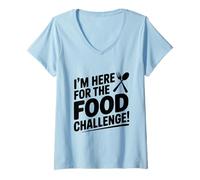 Femme I'm Here for The Food Challenge Funny Eating T-Shirt avec Col en V