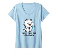 Femme I'm Here for The Purr-Reviews | Professeur Amoureux des Chats | Chaton T-Shirt avec Col en V