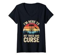 Femme I'm Here To Hit Tree Frisbee Lecteur de golf rétro Disc Golf T-Shirt avec Col en V