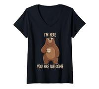 Femme I'm Here You are Welcome T-Shirt avec Col en V