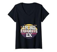 Femme I'm His Favorite Ex Rupture de Relation |- T-Shirt avec Col en V