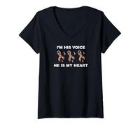 Femme I'm His Voice He is My Heart Autism T-Shirt avec Col en V