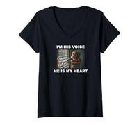 Femme I'm His Voice He is My Heart Autism T-Shirt avec Col en V