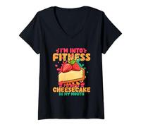 Femme Im Into Fitness Gâteau au Fromage dans ma Bouche T-Shirt avec Col en V