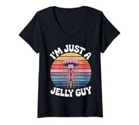 Femme I'm Just A Jelly Guy Jaloux Pund Sweet Joke |- T-Shirt avec Col en V