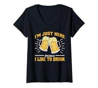 Femme I'm Just Here Because I Like To Drink Workout Fun - T-Shirt avec Col en V