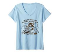 Femme I'm Just Here for Snacks & Sarcasm Raton Laveur T-Shirt avec Col en V