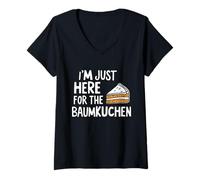 Femme I'm Just Here for The Baumkuchen German Layer Dessert Cake T-Shirt avec Col en V