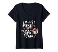 Femme I'm Just Here for The Black Forest Cake German Pâtissier Chef T-Shirt avec Col en V