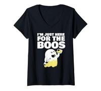 Femme I'm Just Here for The Boos Ghost Transparent T-Shirt avec Col en V
