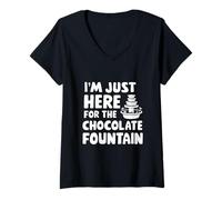 Femme I'm Just Here for The Chocolate Fountain Dessert Dip Buffet T-Shirt avec Col en V