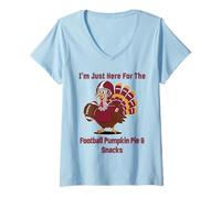 Femme I'm Just Here for The Football Pumpkin Pie & Snacks T-Shirt avec Col en V