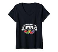 Femme I'm Just Here for The Jellybeans Funny Easter Candy Humour T-Shirt avec Col en V