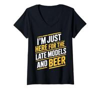 Femme I'm Just Here for The Late Models and Beer - T-Shirt avec Col en V