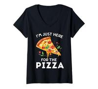 Femme I'm Just Here for The Pizza | Funny Cute Food Lover T-Shirt avec Col en V