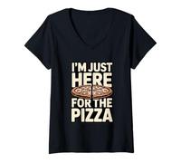 Femme I'm Just Here for The Pizza Party Amoureux de Pizza T-Shirt avec Col en V