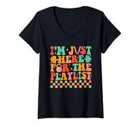 Femme I'm Just Here for The Playlist Fun Gym T-Shirt avec Col en V