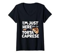 Femme I'm Just Here for The Torta Caprese Italian Flourless Cake T-Shirt avec Col en V