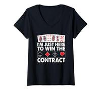 Femme I'm Just Here to Win The Contract T-Shirt avec Col en V