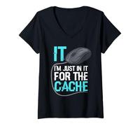 Femme I'm Just in It for Cache Service D'assistance Informatique T-Shirt avec Col en V
