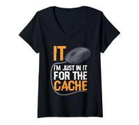 Femme I'm Just in It for Cache Service D'assistance Informatique T-Shirt avec Col en V