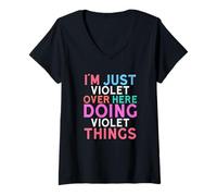 Femme I'm Just Violet Over Here Doing Violet Things Name T-Shirt avec Col en V