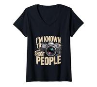 Femme I'm Known to Shoot People Photographe Photographie - T-Shirt avec Col en V