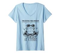 Femme I'm Living The Dream One Bad Decision at A Time (Grenouille Amusante) T-Shirt avec Col en V