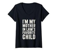 Femme I'm My MIL's Favorite Child Daughter in Law Son in Law T-Shirt avec Col en V