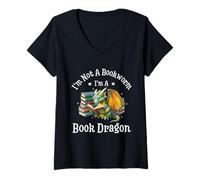Femme I'm Not A Bookworm I'm A Book Dragon T-Shirt avec Col en V