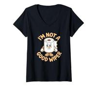 Femme I'm Not A Good Wiper Funny Adult Humor New Dad Mom Promoted T-Shirt avec Col en V