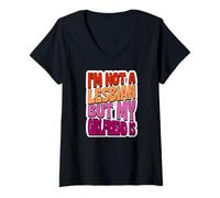 Femme I'm Not A Lesbian But My Girlfriend is Funny Couple Gay T-Shirt avec Col en V