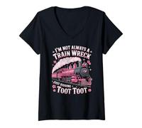 Femme I'm Not Always A Train Wreck Just Kidding Funny Vintage T-Shirt avec Col en V