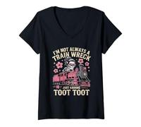Femme I'm Not Always A Train Wreck Just Kidding Funny Vintage T-Shirt avec Col en V